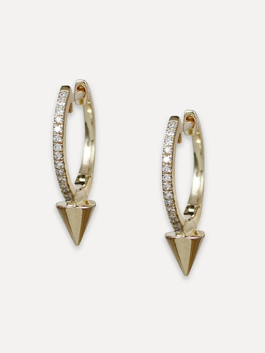 14K Diamond w/ Spike Accent Hoops