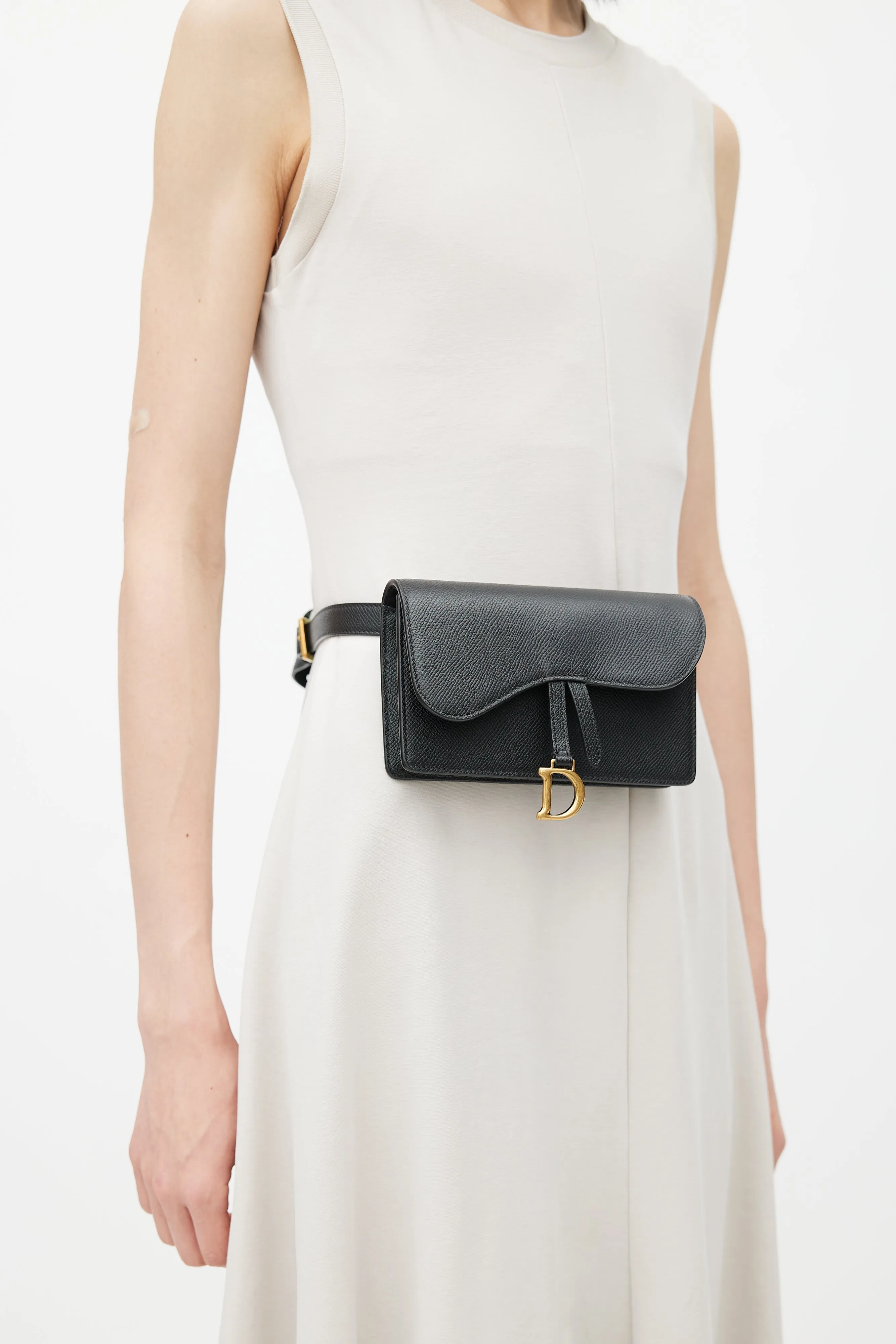 2020 Black Leather Saddle Belt Bag