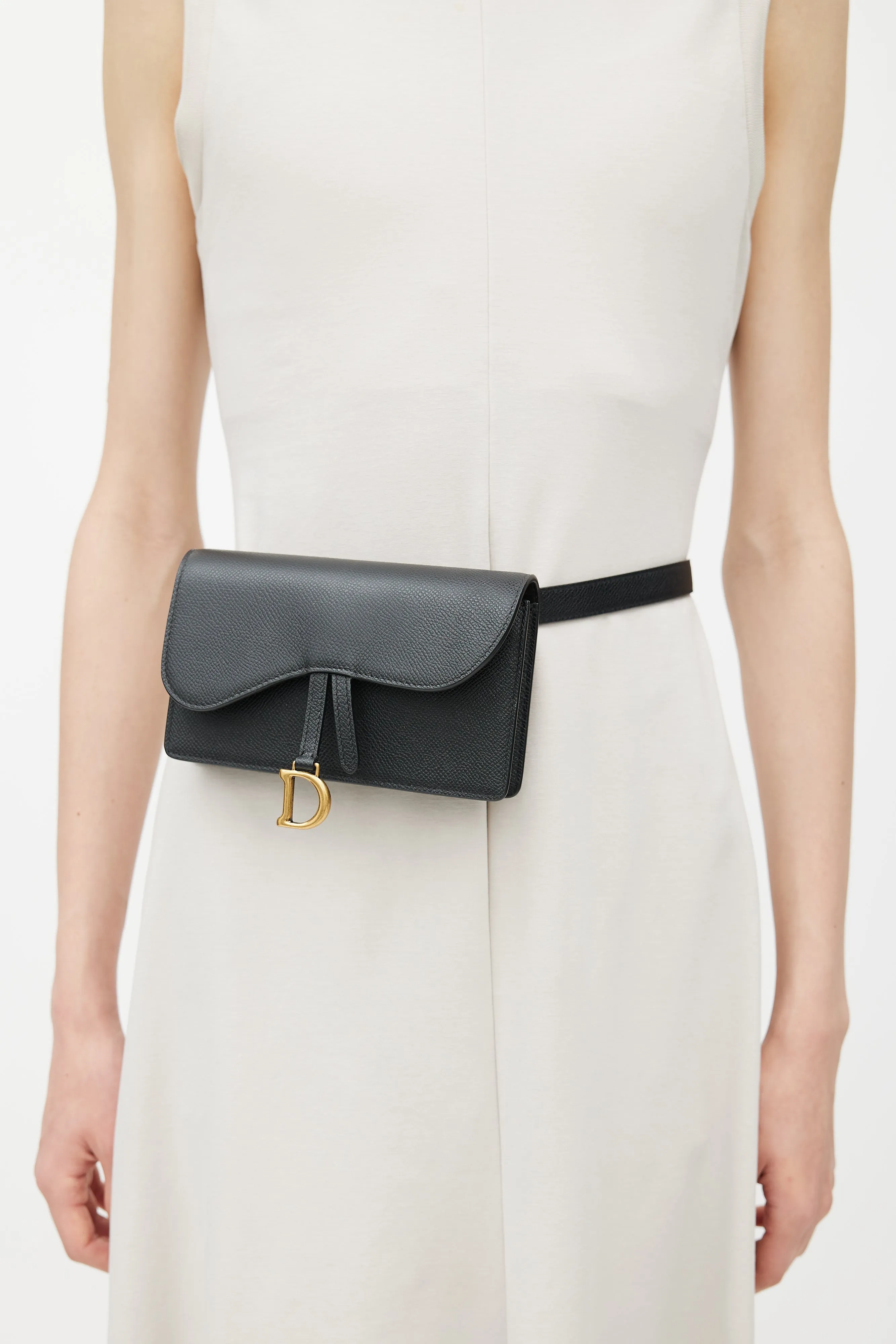 2020 Black Leather Saddle Belt Bag