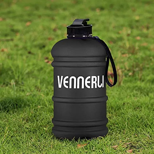 2.2L Water Bottle, Extra Strong Leakproof BPA Free 2.2 Litre Large Water Jug Half Gallon Hydrate Sturdy Ideal for Adults Men Family Sport Gym Fitness Outdoor Cycling Bodybuilding 73oz (Black)