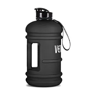 2.2L Water Bottle, Extra Strong Leakproof BPA Free 2.2 Litre Large Water Jug Half Gallon Hydrate Sturdy Ideal for Adults Men Family Sport Gym Fitness Outdoor Cycling Bodybuilding 73oz (Black)