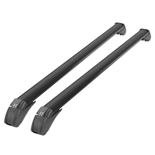 2PCS Universal 110cm/43-inch Car Roof Rack Cross Bar w/ Anti-Theft Lock Adjustable Window Frame for bike kayak cargo luggage - Black