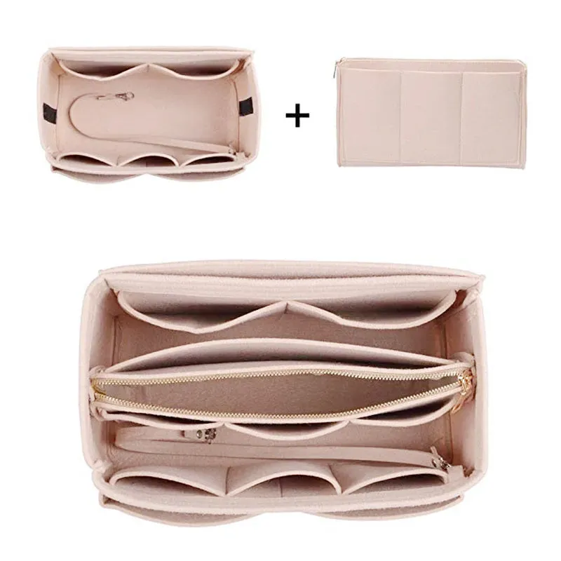 (30x18cm) Fabric Universal Handbag Organizer Bags Storage Insert - Beige