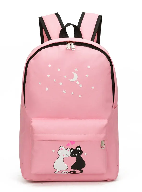 8Pcs Cute Animal Star Printing Canvas Backpack