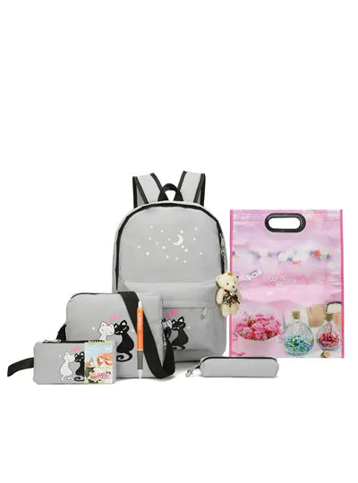 8Pcs Cute Animal Star Printing Canvas Backpack