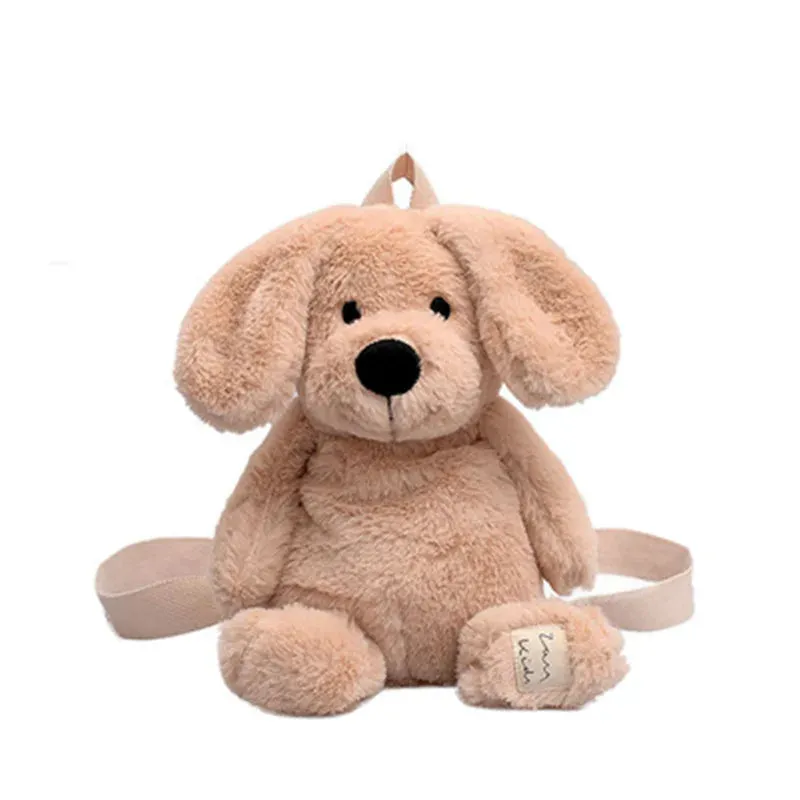 Adorable Plush Dog Backpack - Soft Cotton Cartoon Animal Bag