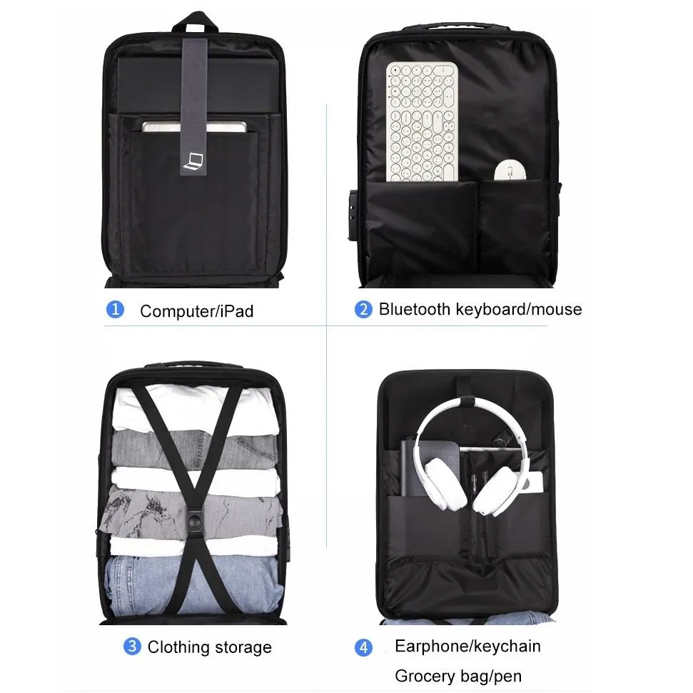 Anti-Theft Hard Shell Backpack For Men - Blue