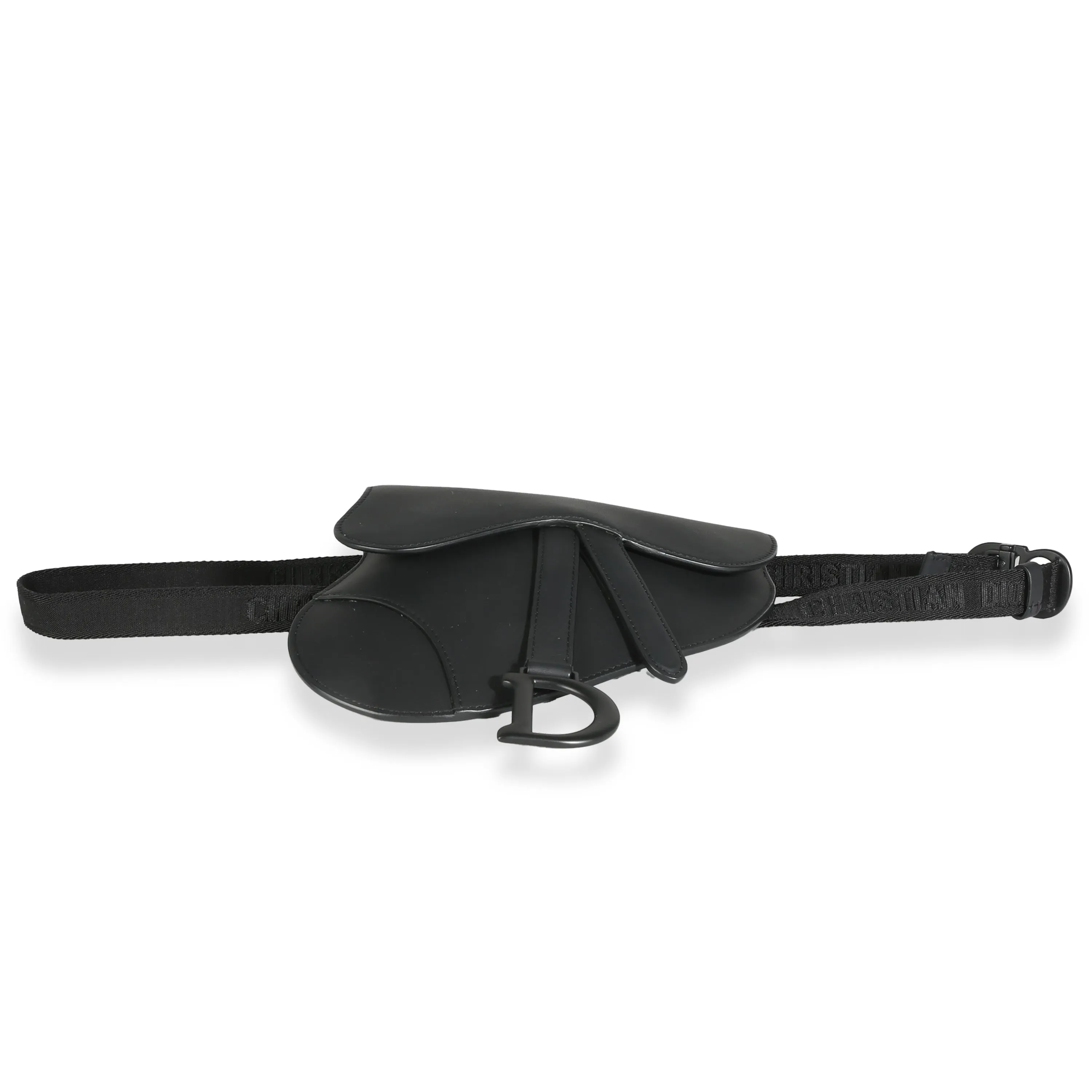 Black Ultramatte Calfskin Saddle Belt Pouch