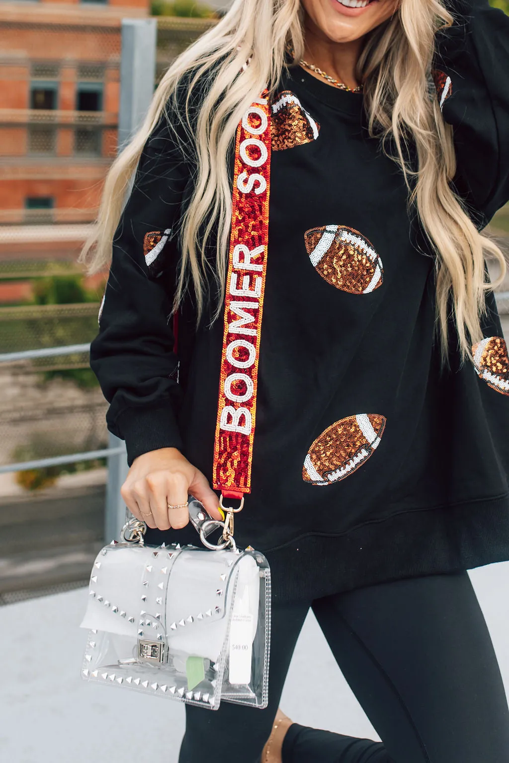 Boomer Sooner Sequin Bag Strap