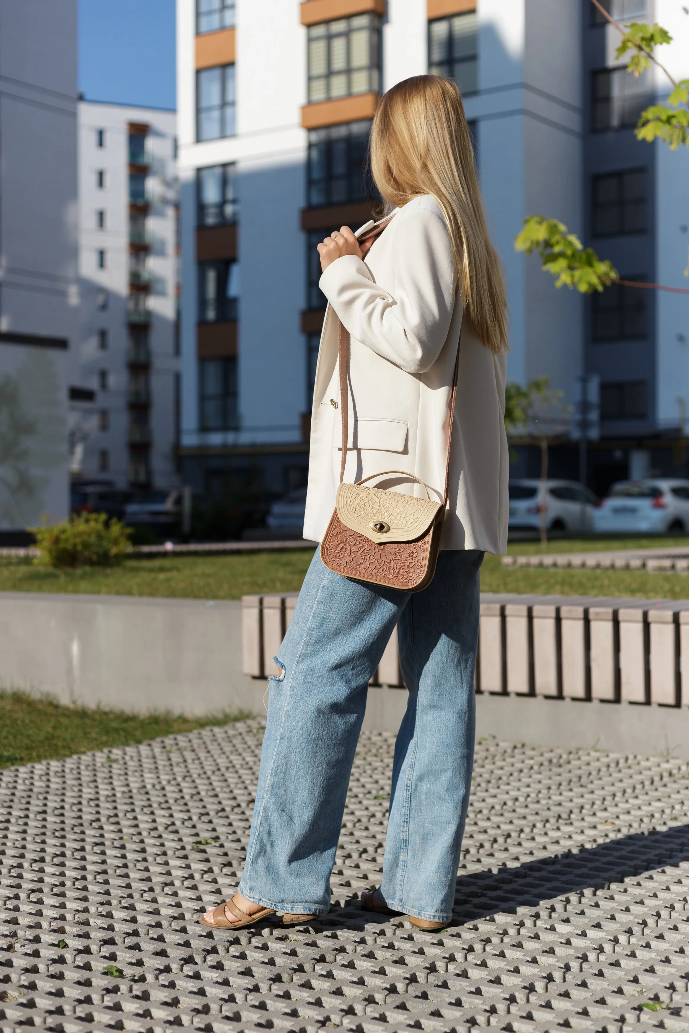 Brown women's backpack bag