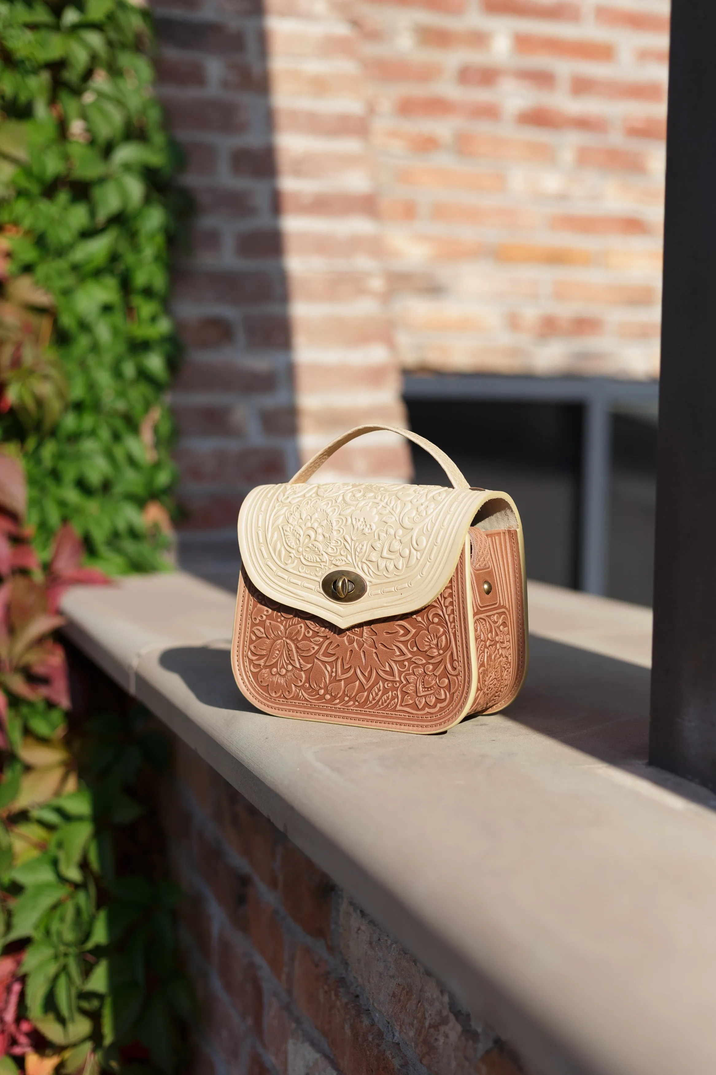 Brown women's backpack bag