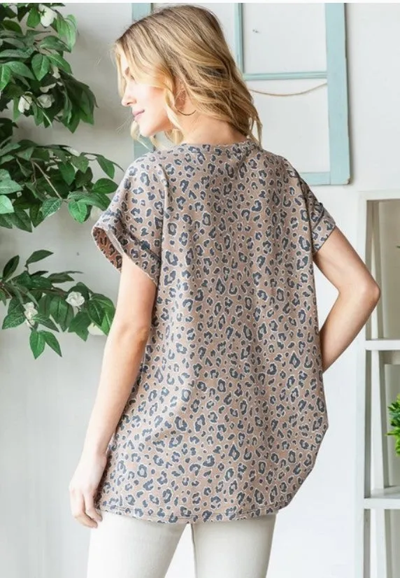 Caramel Leopard Print Top - #6883-6888