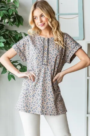 Caramel Leopard Print Top - #6883-6888