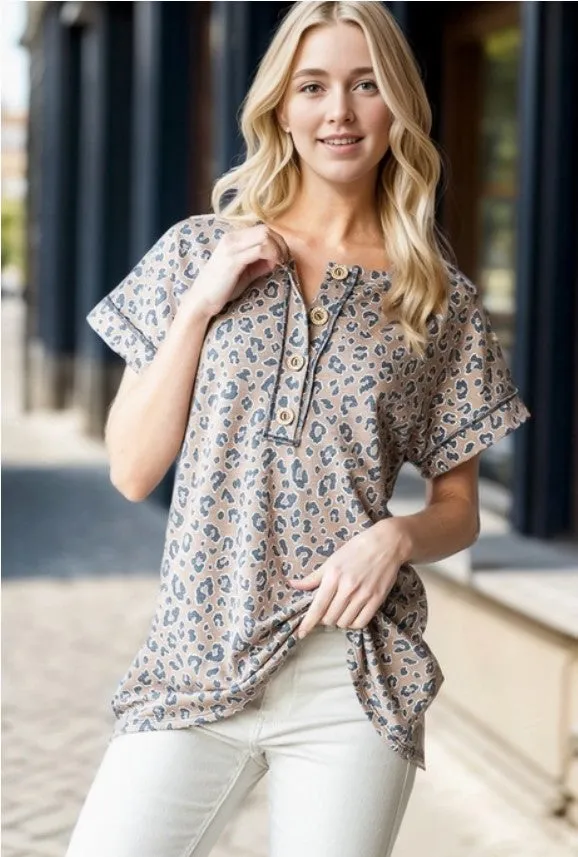Caramel Leopard Print Top - #6883-6888