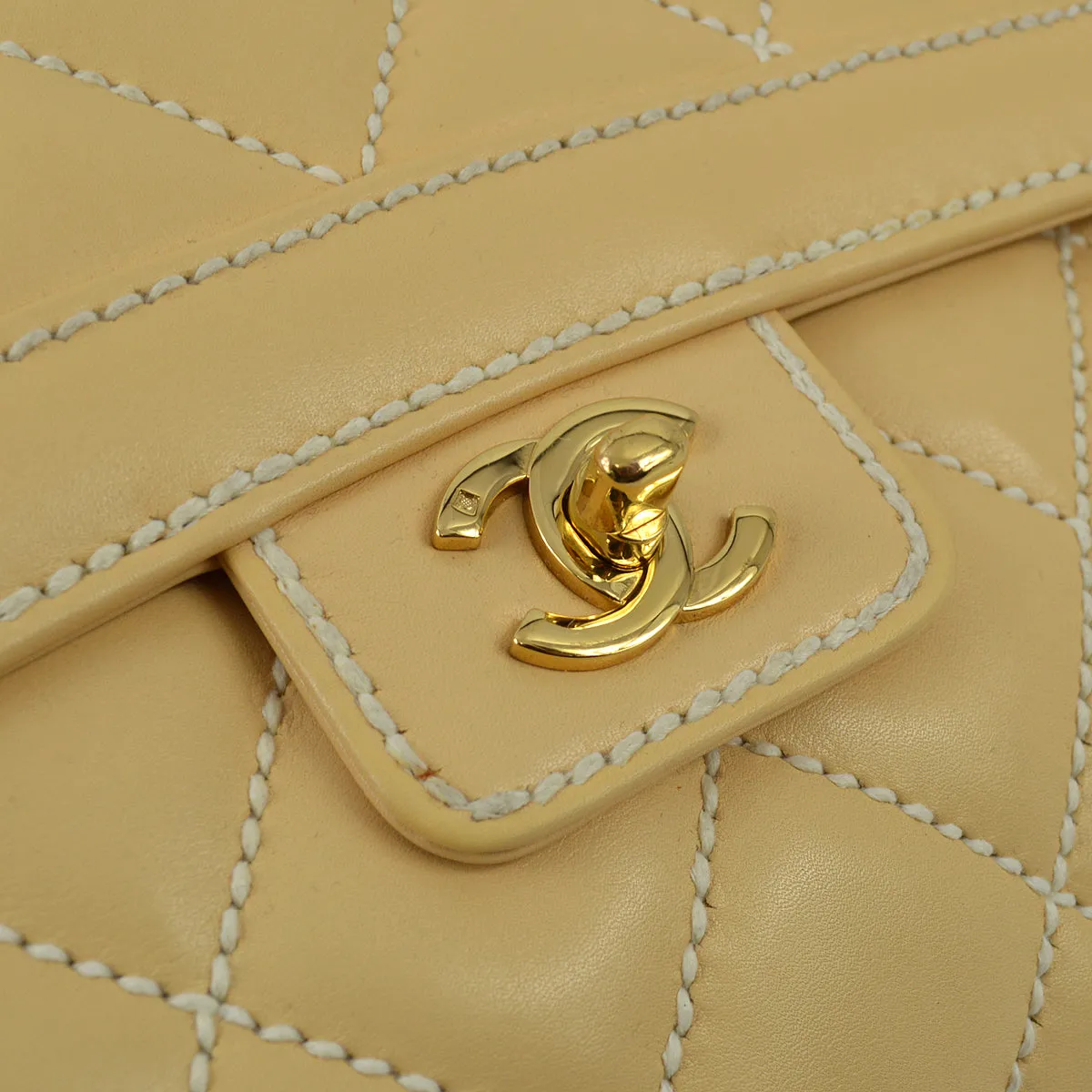 Chanel 2005-2006 Beige Calfskin Wild Stitch Handbag