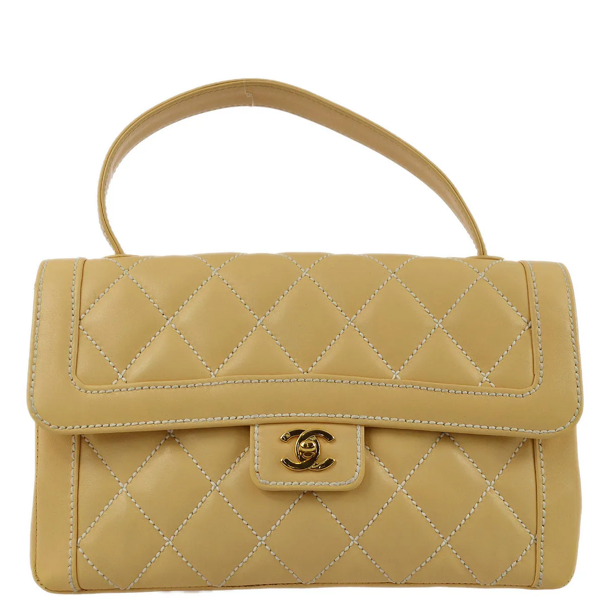 Chanel 2005-2006 Beige Calfskin Wild Stitch Handbag