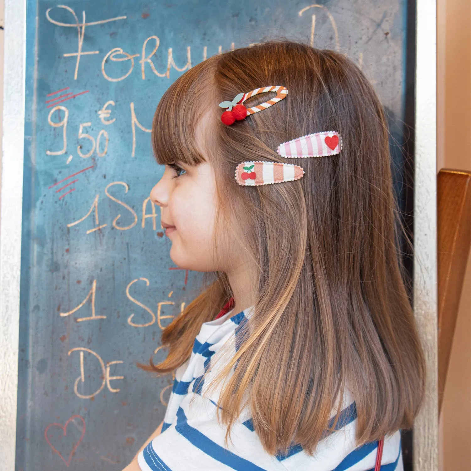 Cherry Stripe Hair Clips