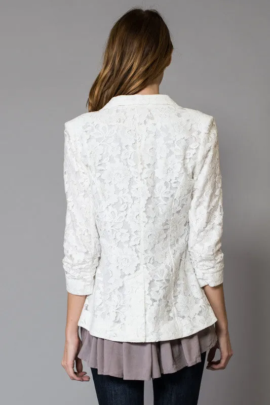 Chic Lace Overlay Blazer