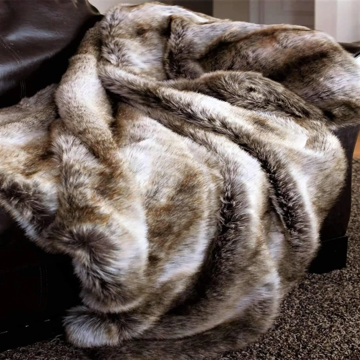Chinchilla Faux Fur Throw Pillow