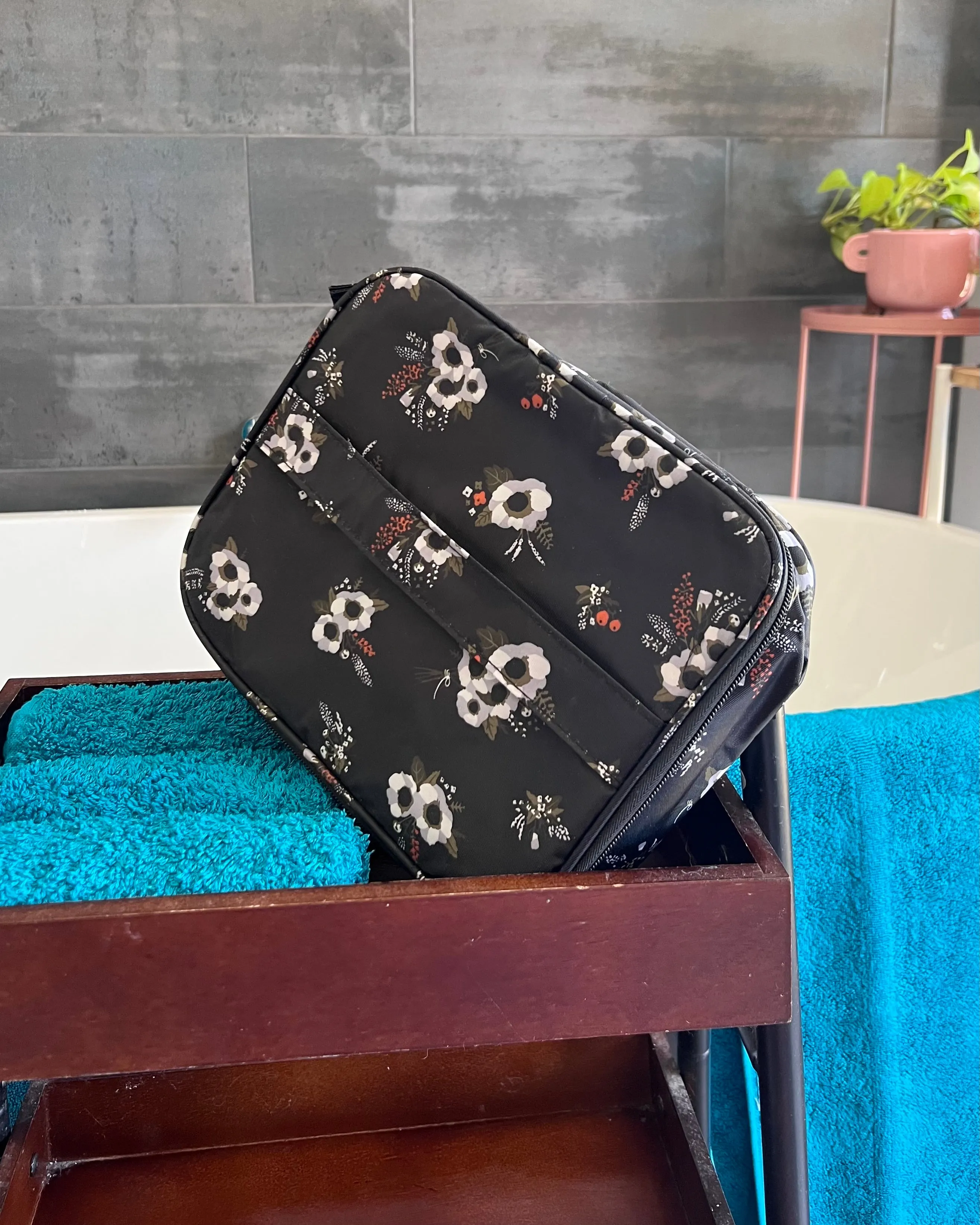 Cosmetic Bag - Black Floral