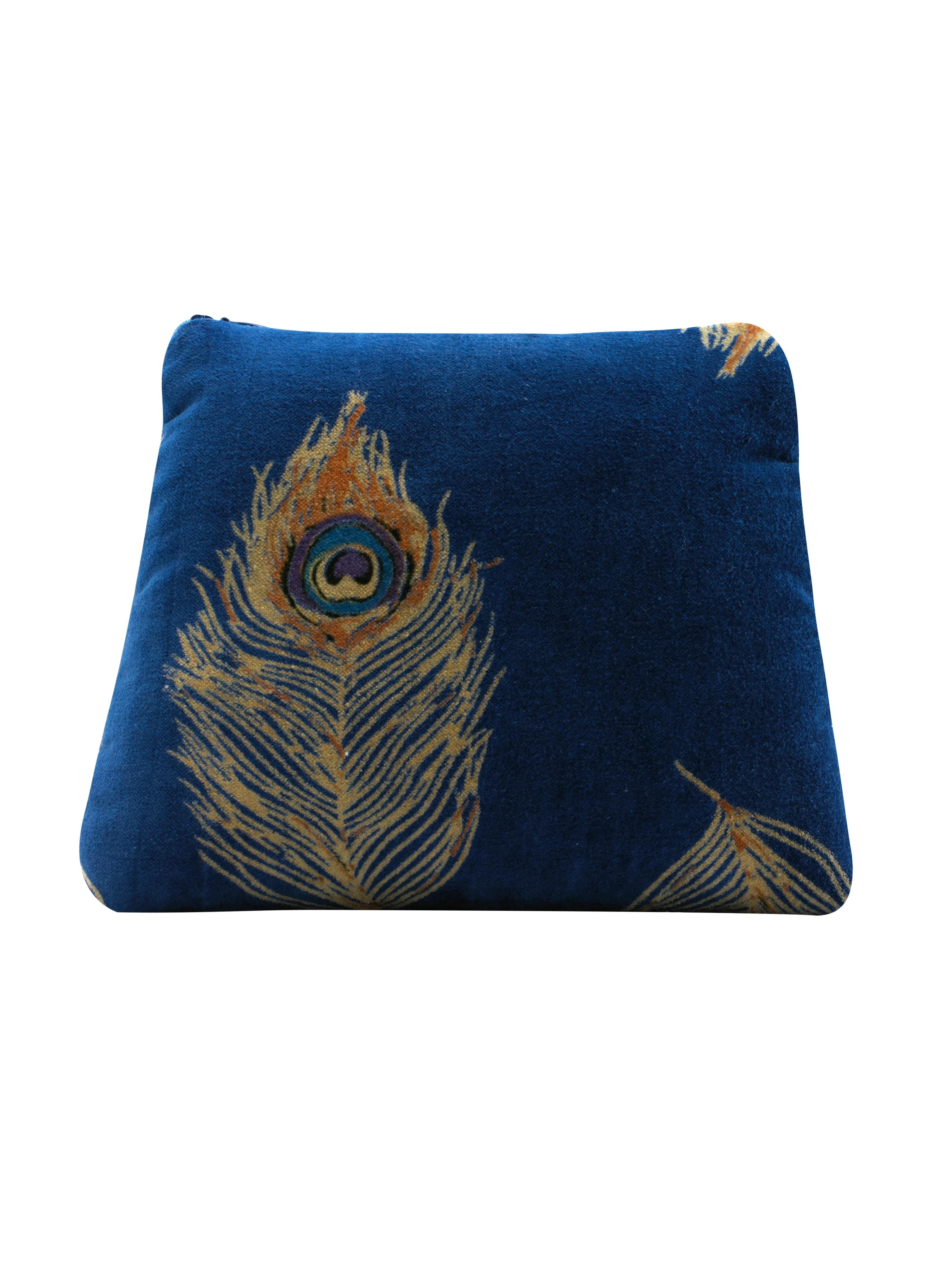Cosmetic Bag Velvet Navy Peacock