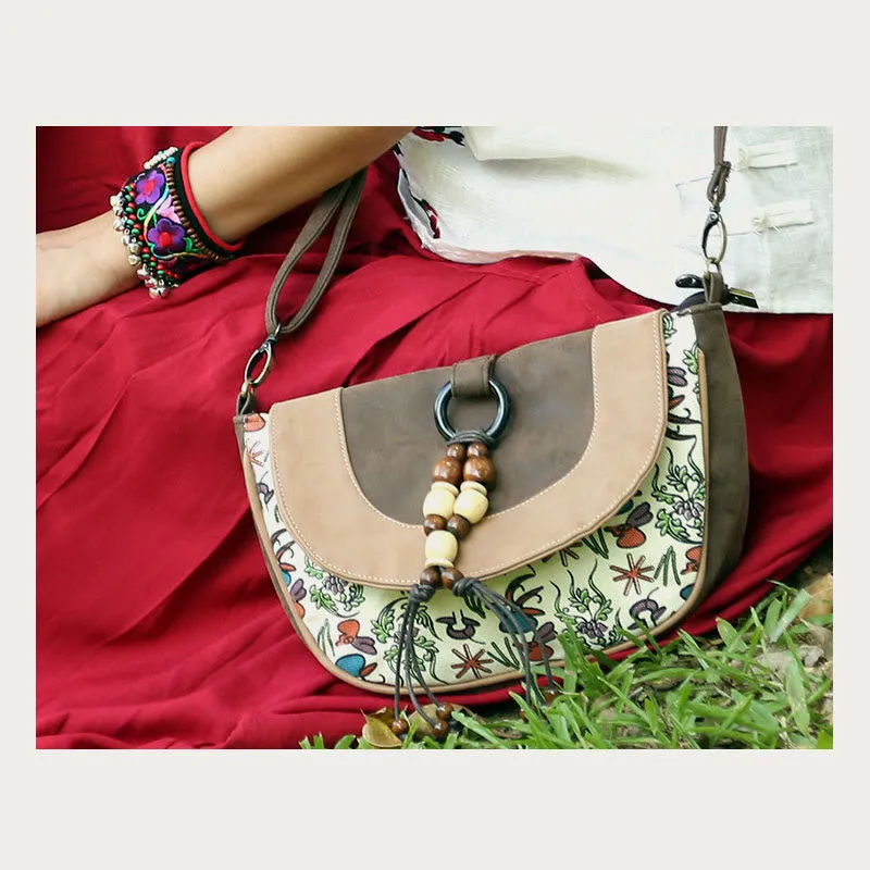 Crossbody Bag For Women Ethnic Style Printing PU Leather Bag