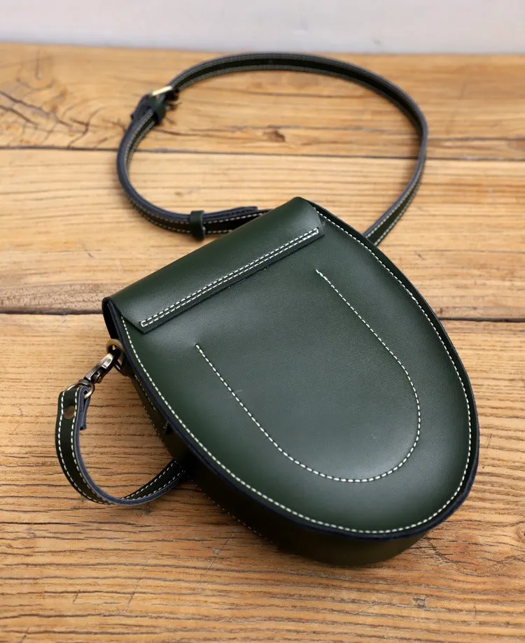 Cute LEATHER Saddle Side Bag WOMEN SHOULDER BAG Crossbody Saddle Purse FOR WOMEN
