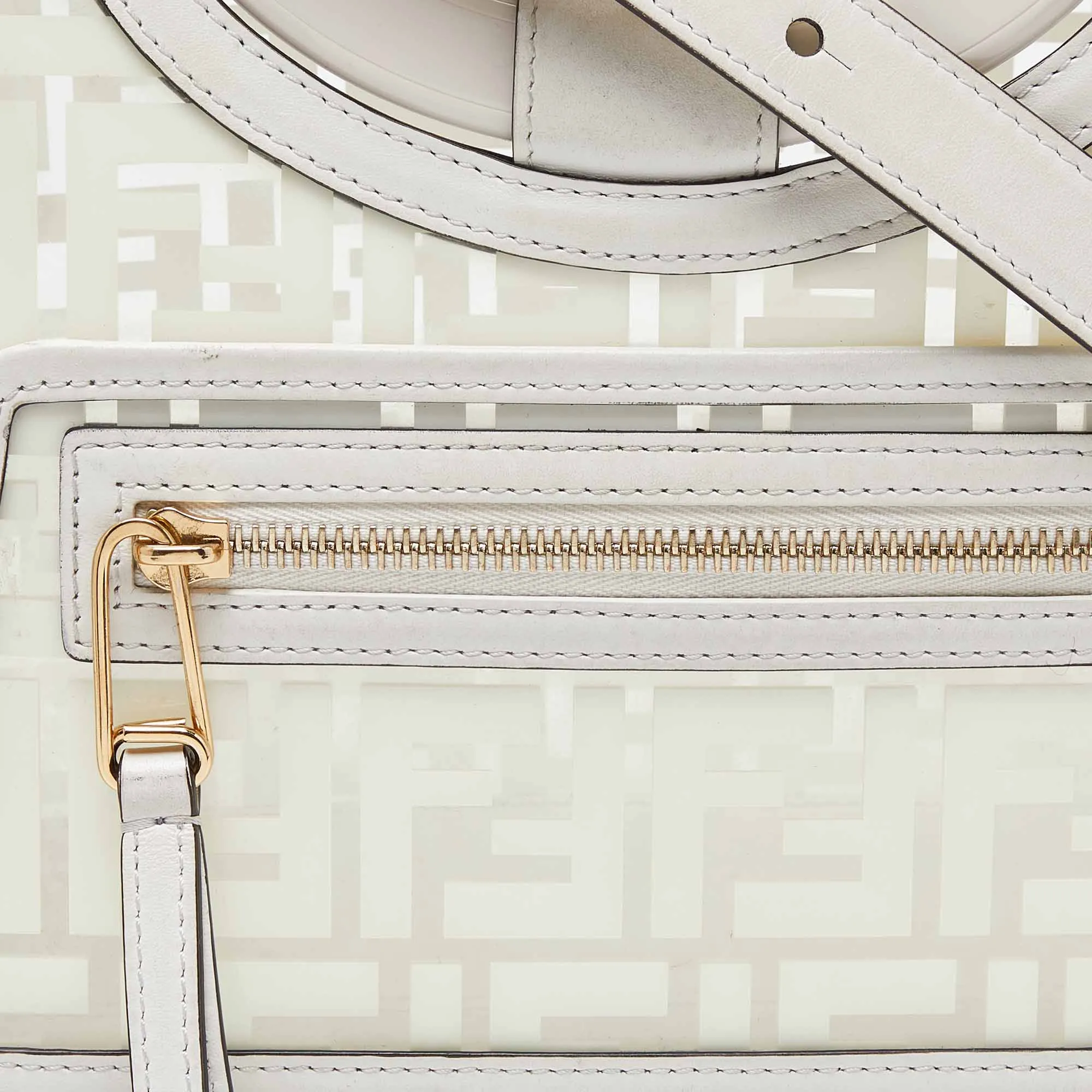 Fendi Transparent/offZucca Pvc And Leather Small Runaway Shopper Tote