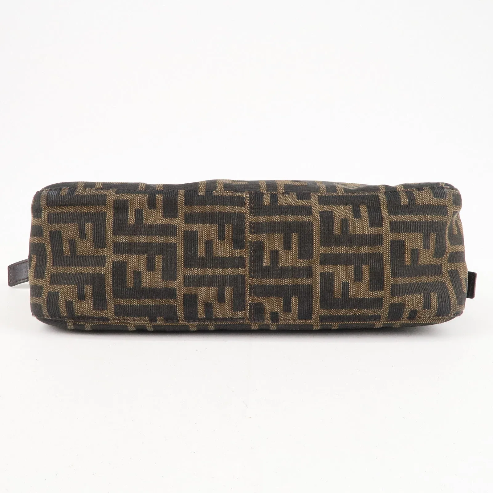 FENDI Zucca Canvas Leather Shoulder Bag Brown Black 26566