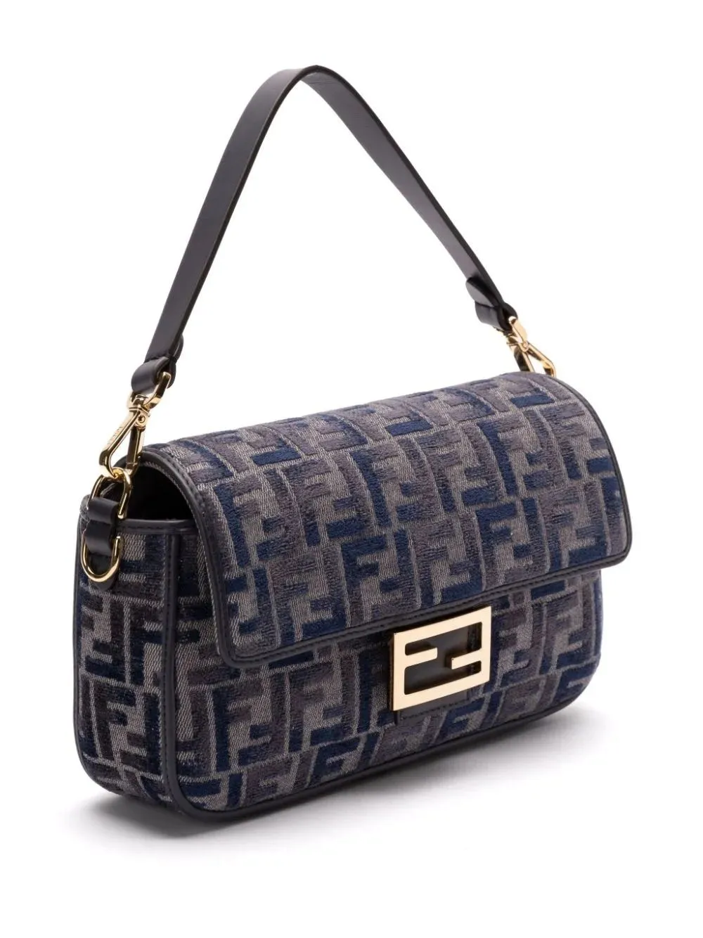 FF DARK BLUE CHENILLE BAGUETTE BAG