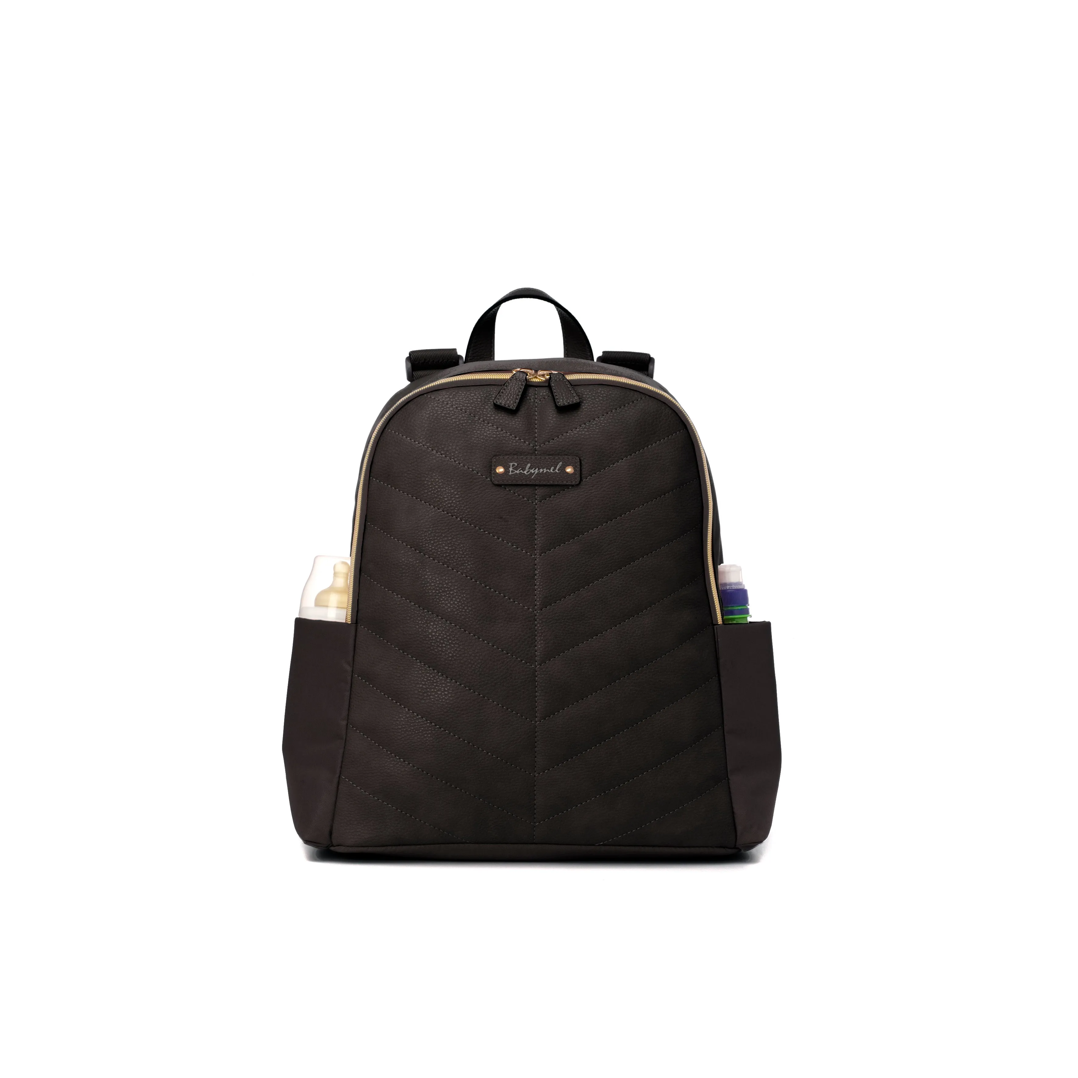 Gabby Backpack Nappy Bag with Vegan Faux Leather - Black