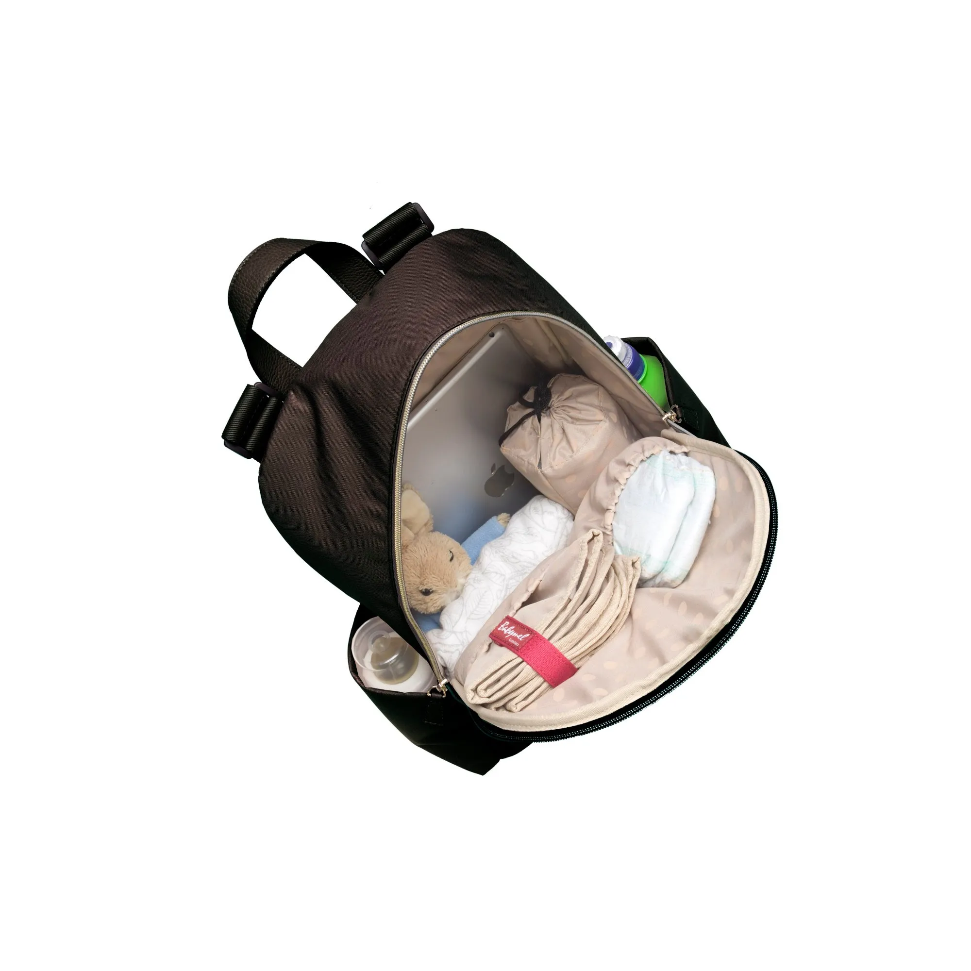 Gabby Backpack Nappy Bag with Vegan Faux Leather - Black