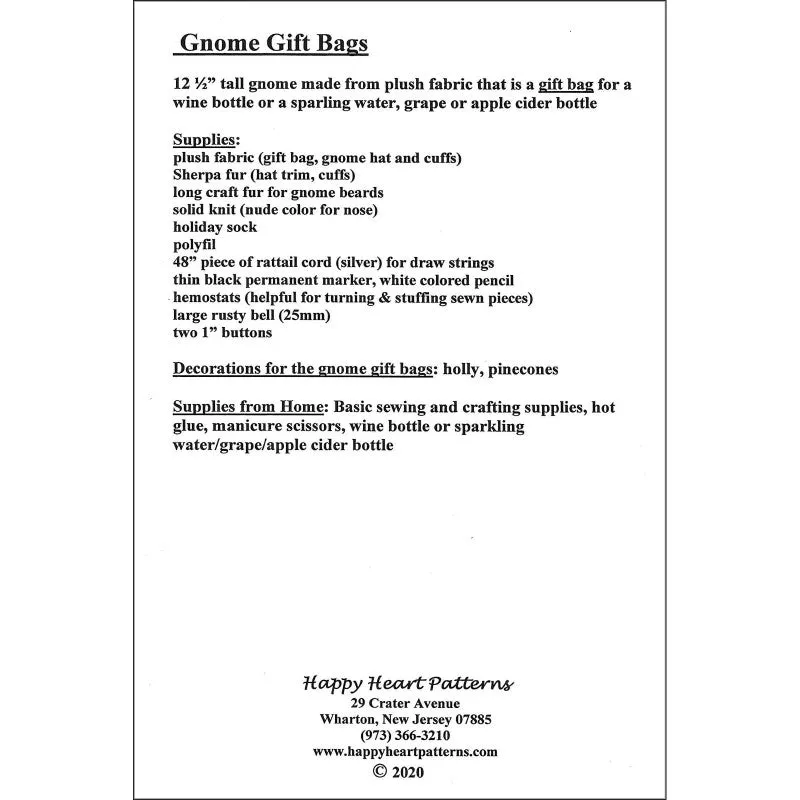 Gnome Gift Bags Pattern