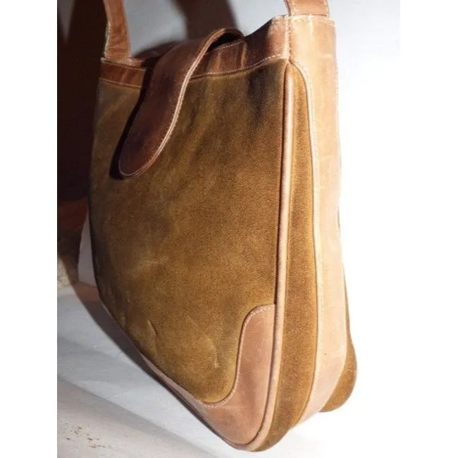 Gucci Vintage Designer Purses Brown Suede Hobo Bag
