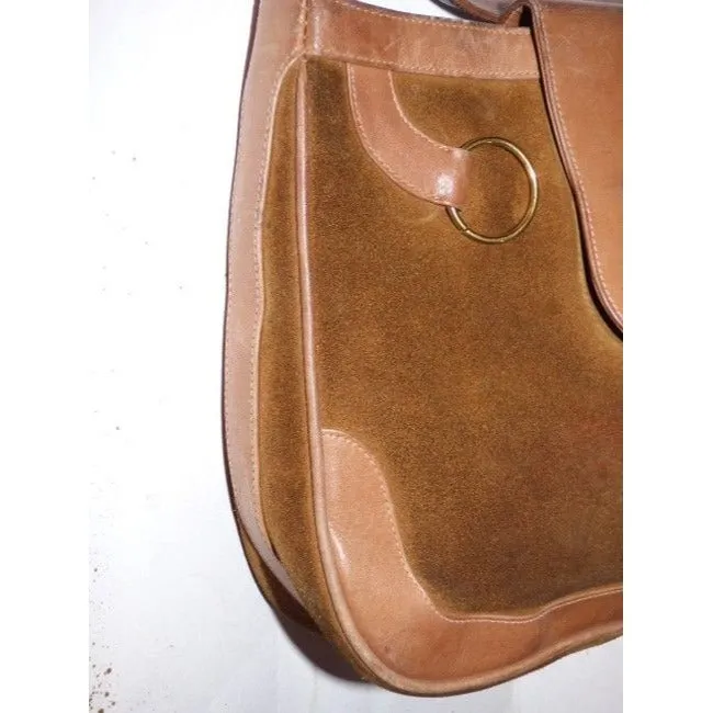 Gucci Vintage Designer Purses Brown Suede Hobo Bag