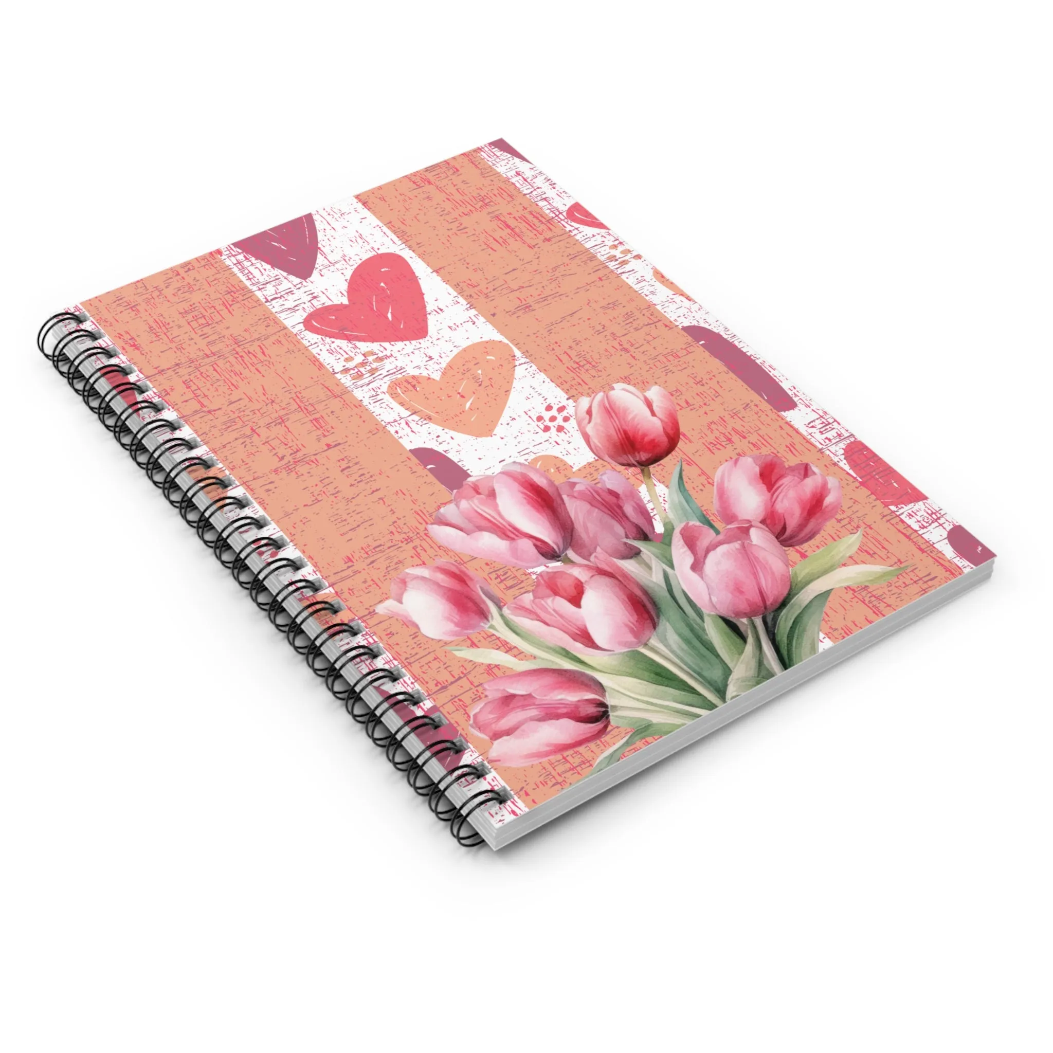Harmony of Hearts and Tulips: Spiral Notebook for Love-Infused Reflections and Creative Expression