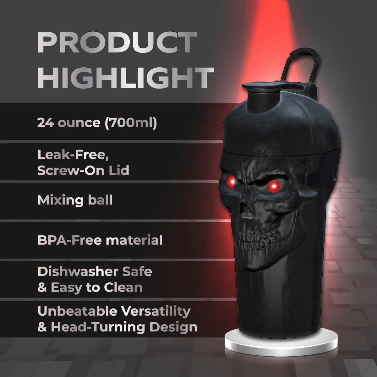 JNX Sports, Shaker Bottle, Limited Edition, Full Black, 24 oz