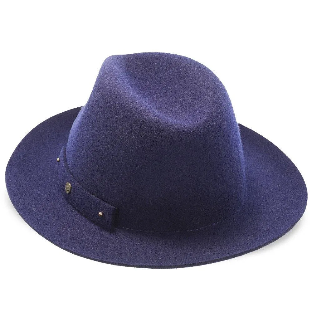 Journey - Walrus Hats Navy Wool Felt Fedora Crushable Hat - H7009