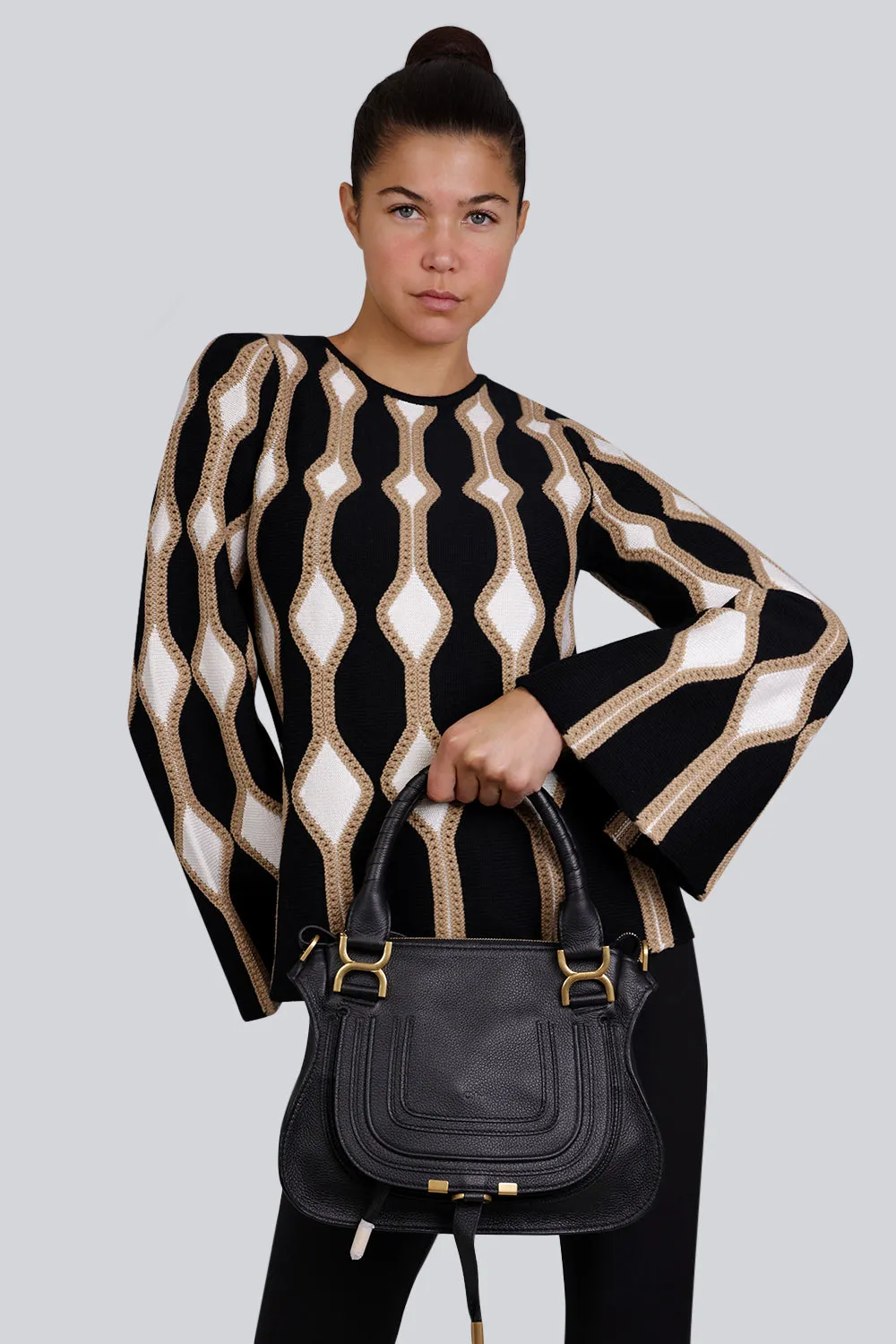 MARCIE SMALL DOUBLE CARRY BAG | BLACK