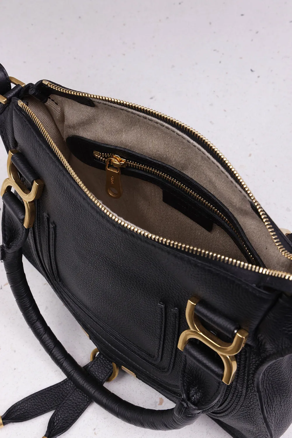 MARCIE SMALL DOUBLE CARRY BAG | BLACK