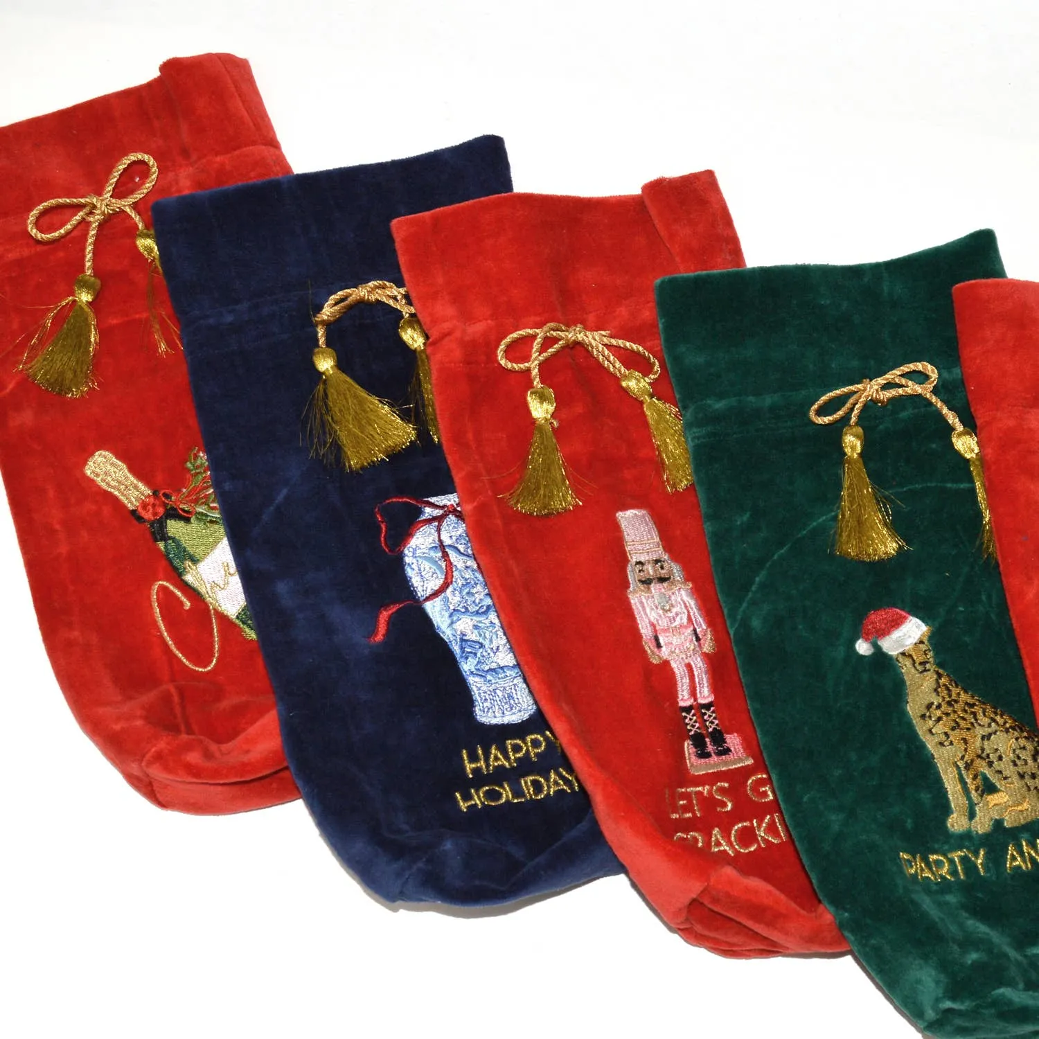 OAK Nutcracker Embroidered Red Wine Bag