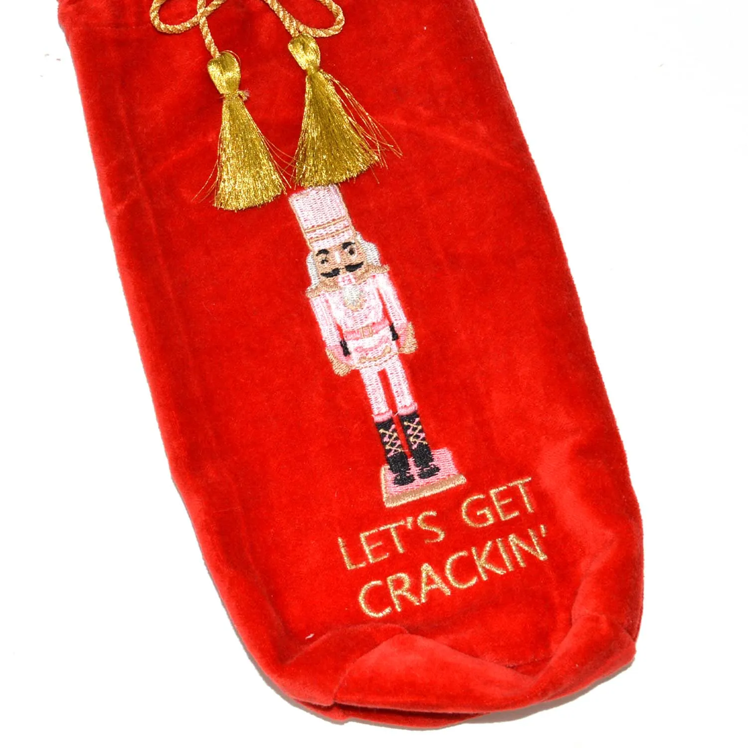 OAK Nutcracker Embroidered Red Wine Bag