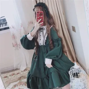 Pine Forest  Dress Kawaii Academia Y2K Cottagecore Coquette Fairycore Dollette Princesscore