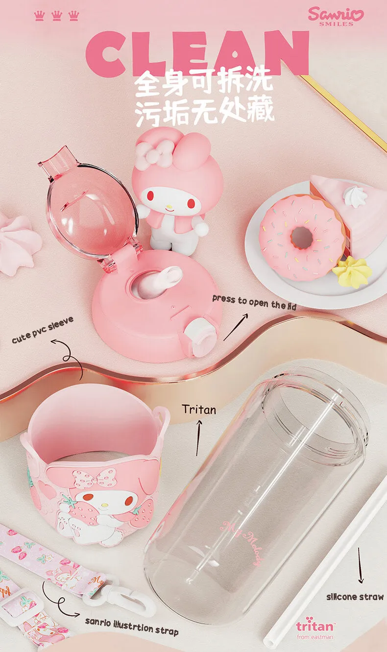 Sanrio Colorful Series Tritan Straw Water Bottle 650ml
