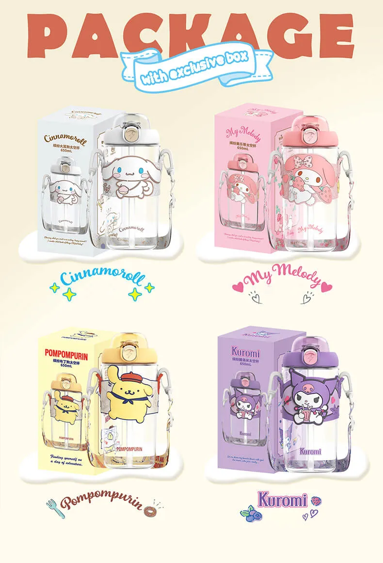 Sanrio Colorful Series Tritan Straw Water Bottle 650ml
