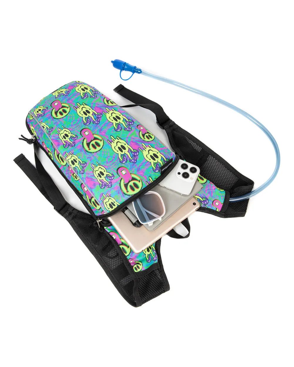 Tripp Out UV Reactive Hydration Pack with Back Pocket for Anti-Theft