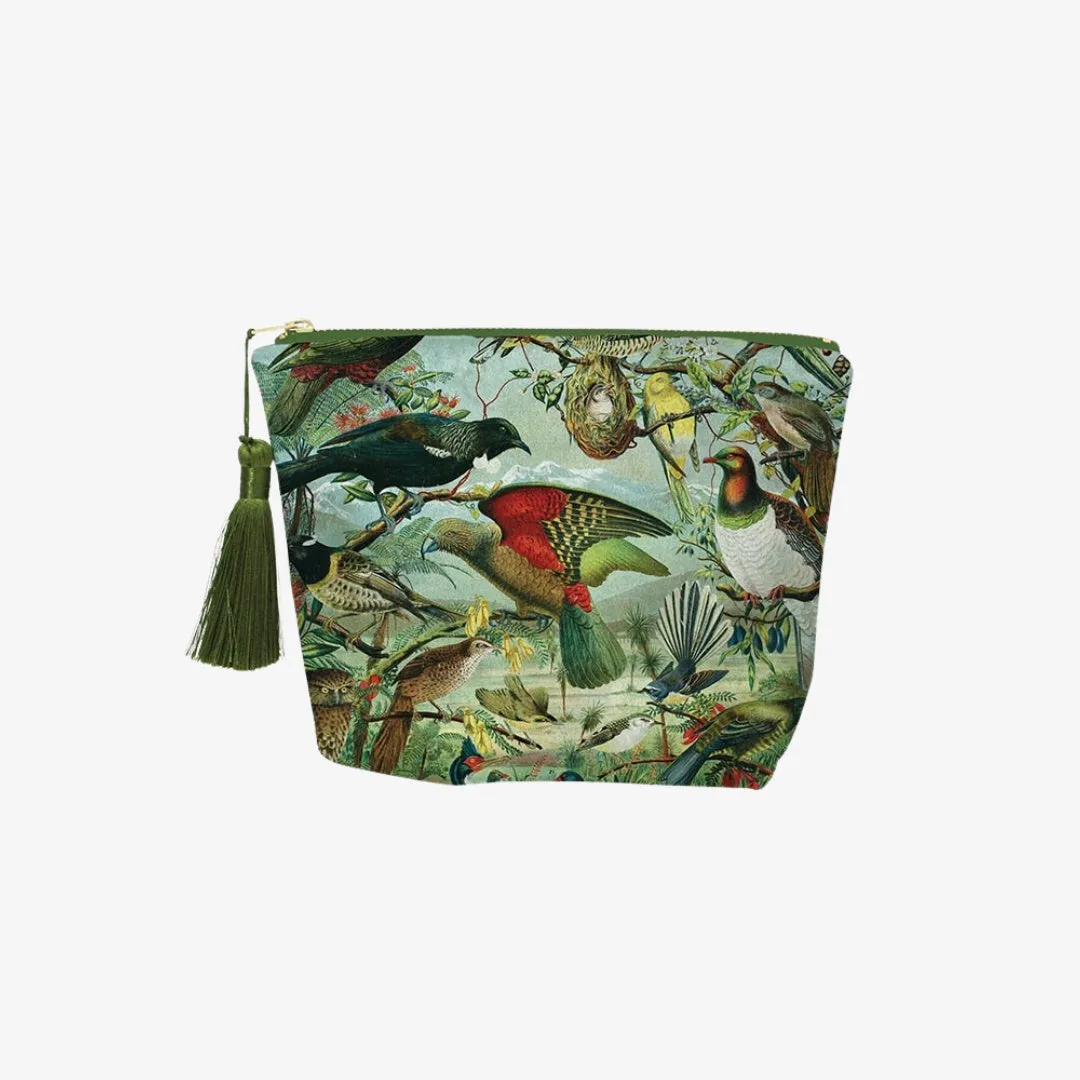 Velvet Cosmetic Bag - NZ Native Birds