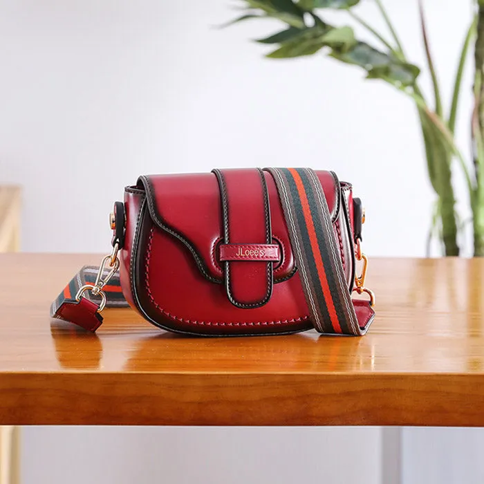 Vintage Leather Womens Small Crossbody Bags Saddle Bag for Women