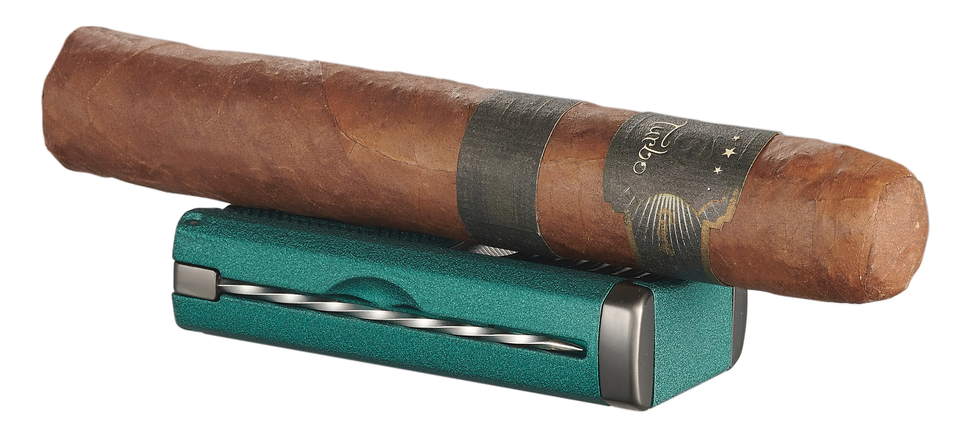 Visol Striker Triple Torch Flame Lighter with Cigar Poker - Green